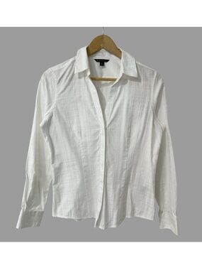 Brooks Brothers White Cotton Long Sleeve V-Neck Botton Down Shirt 8P